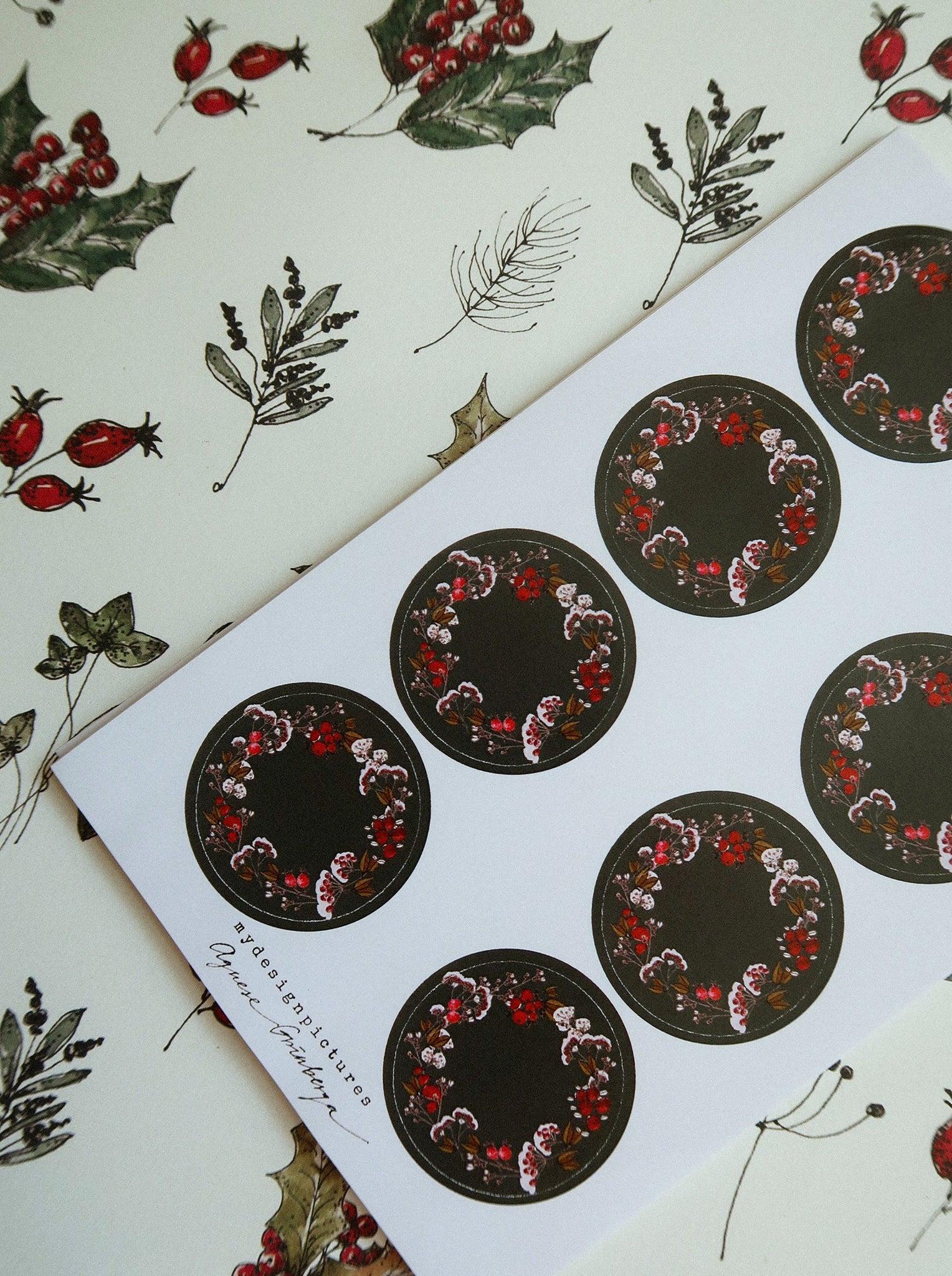 Floral wreath sticker set