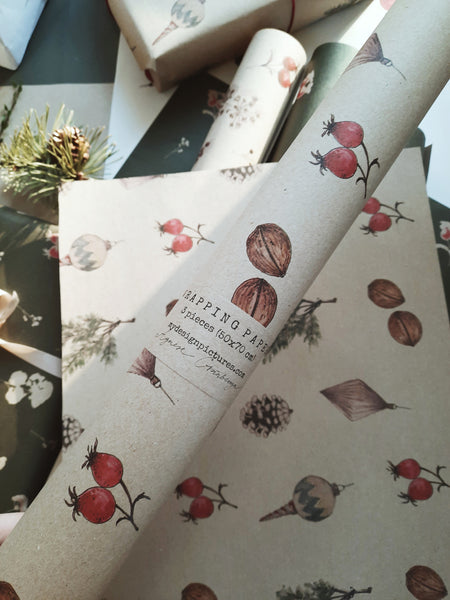 SET OF 3 pieces Christmas decors kraft wrapping paper