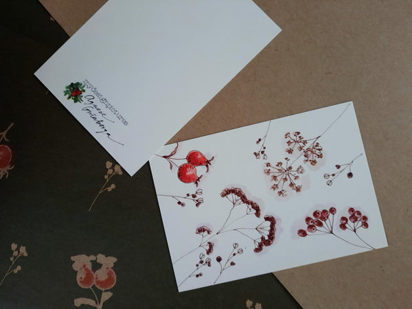Winter florals card/small flat card