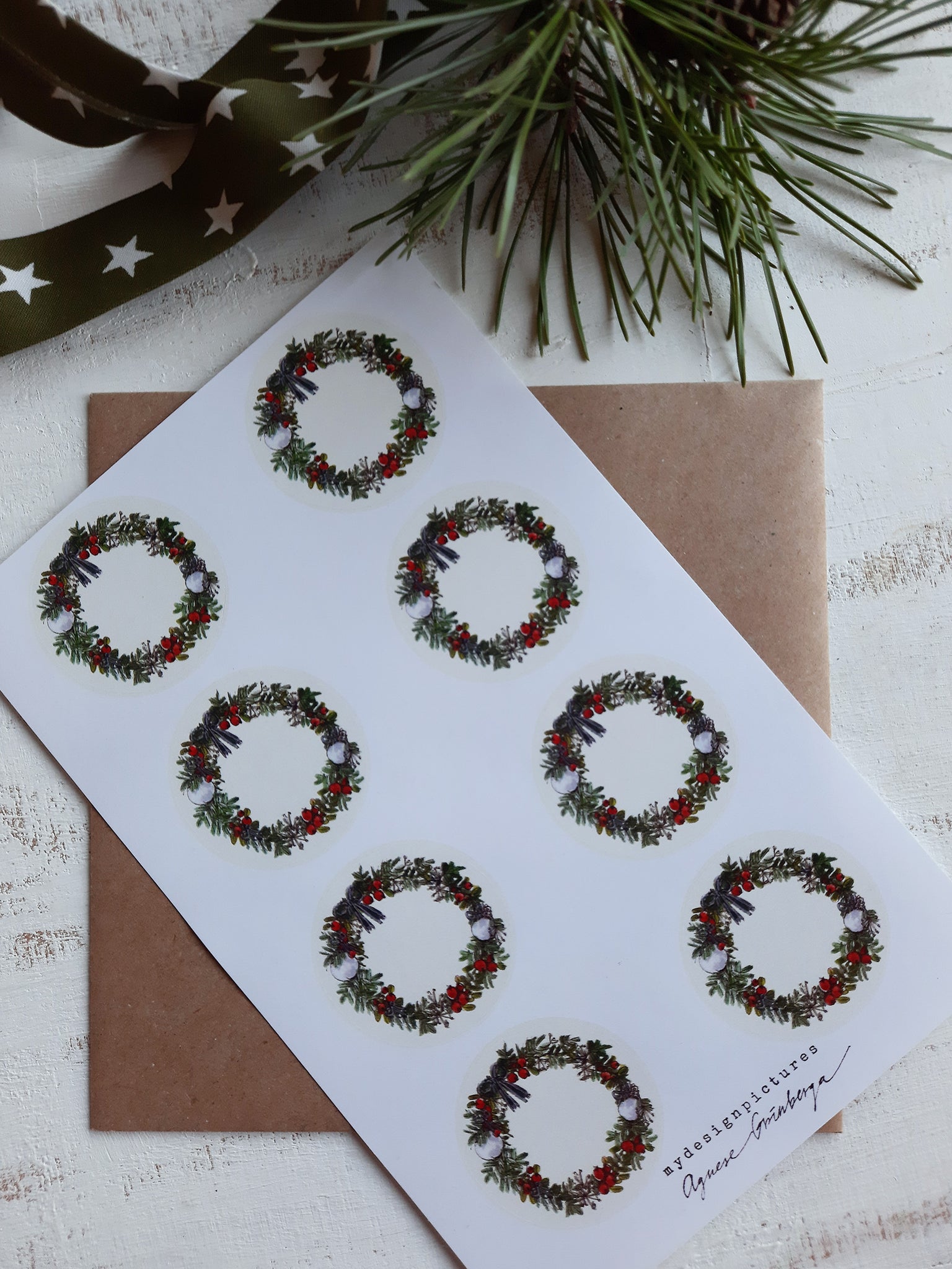 Christmas wreath sticker set