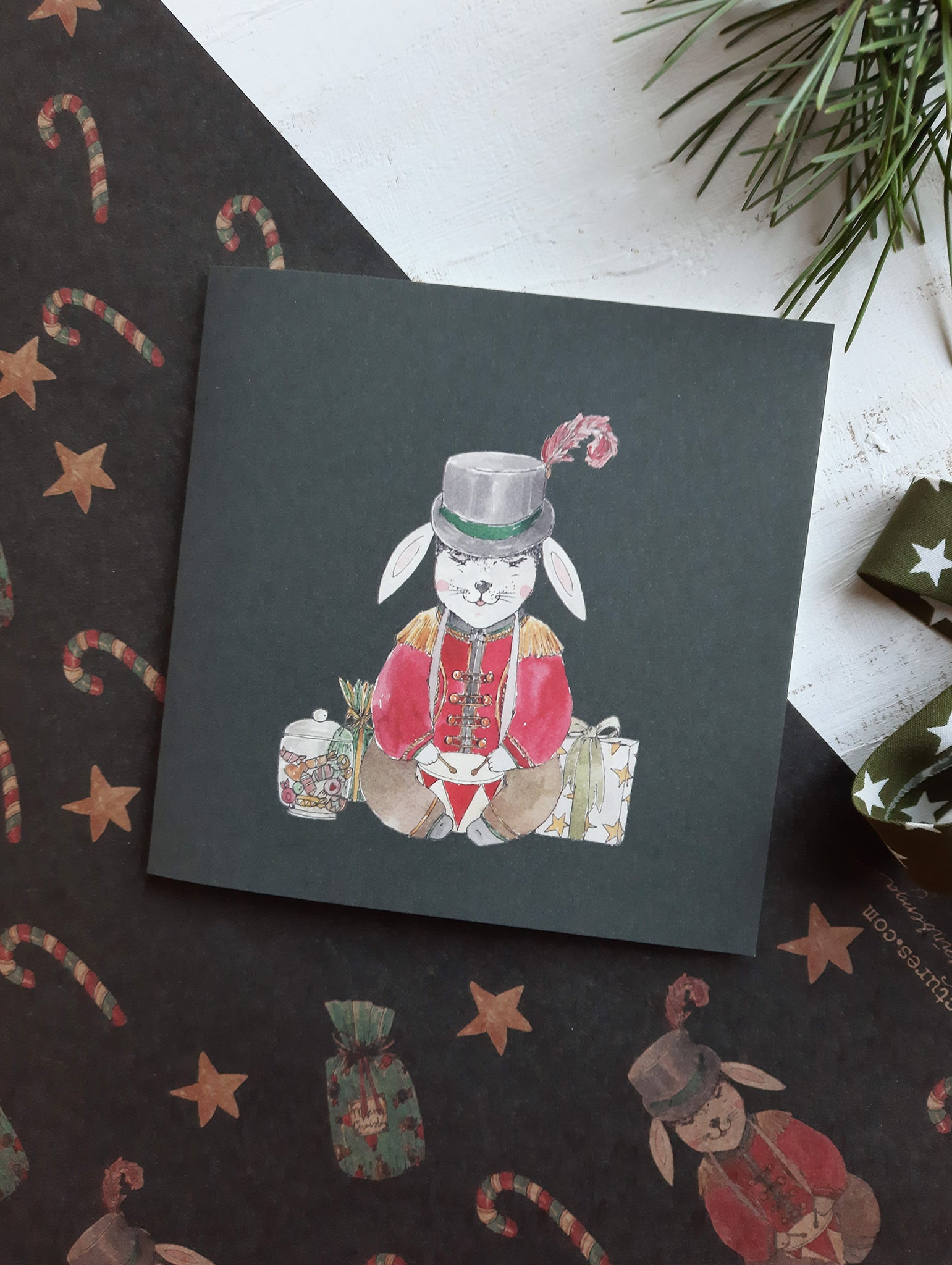 Christmas bunny, folded card