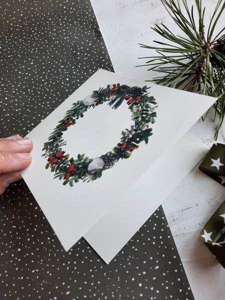 Christmas wreath, folded card