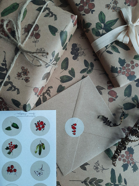 Berries and plants sticker set