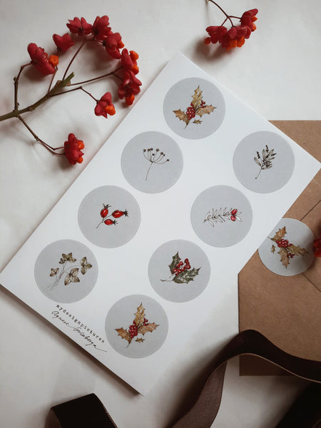 Winter florals sticker set