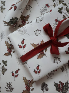 Winter florals pure white wrapping paper
