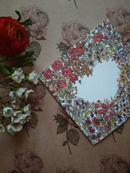 Floral heart, folded card