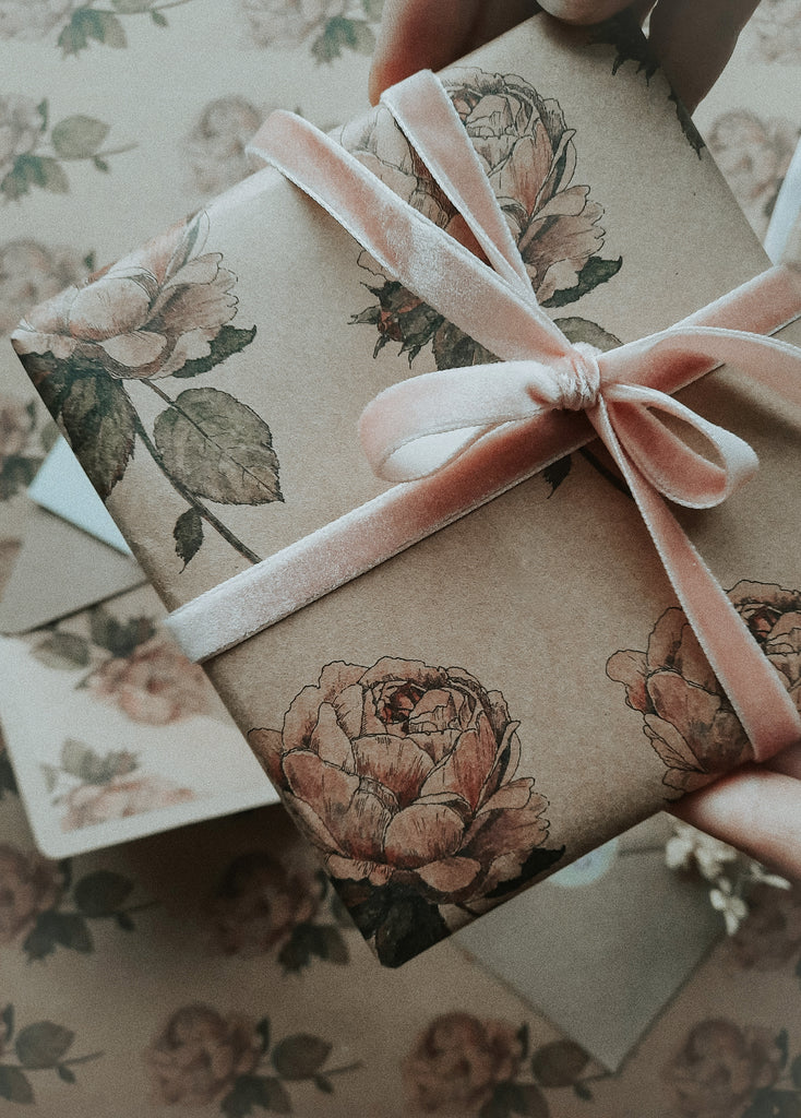 SET OF 3 pieces VINTAGE ROSE kraft wrapping paper – MYDESIGNPICTURES