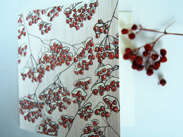 Winter Rowan berries, folded card