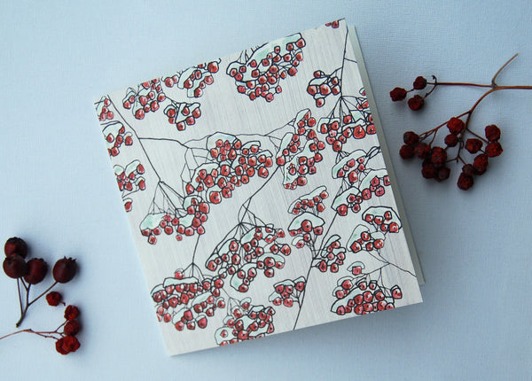Winter Rowan berries, folded card