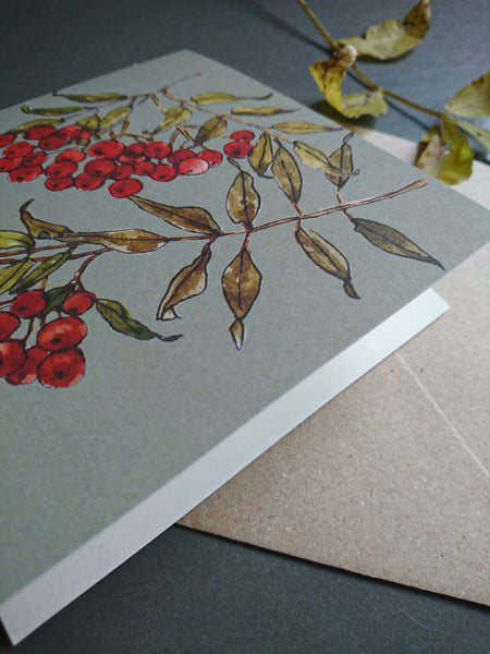 Rowan berries, folded card