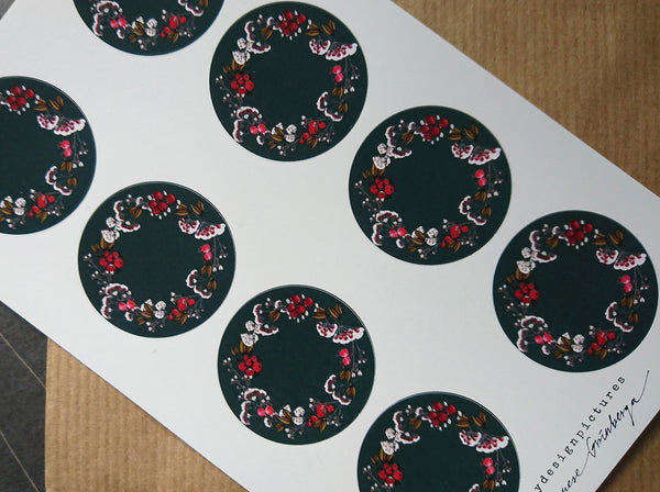Floral wreath sticker set