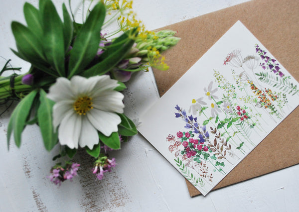 Rustic flowers, small flat card