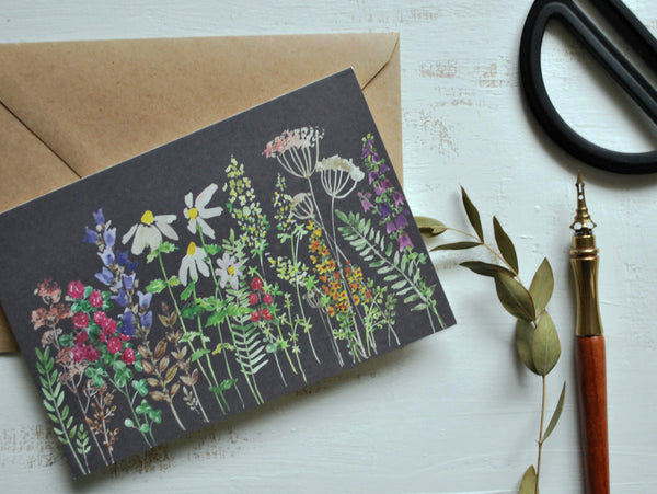 Meadow flowers card, folded card
