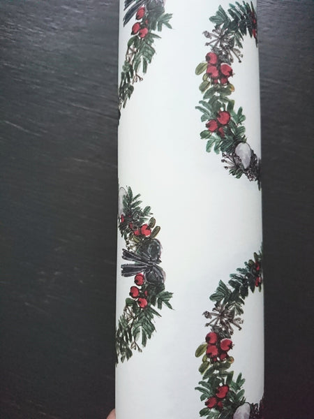 SET OF 3 pieces CHRISTMAS WREATH pure white wrapping paper
